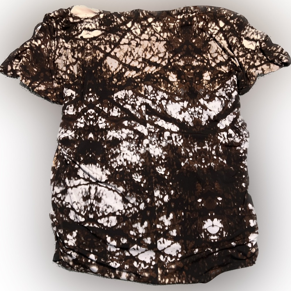 WORTHINGTON | XL | Womens | stretchy blouse | dark brown/tan/white - Picture 2 of 7